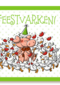 feestvarken omringd door kippen