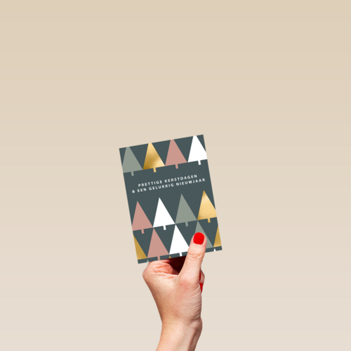 Kerstkaart zakelijk design kerstbomen