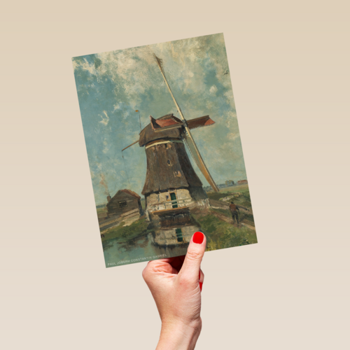 studio art kaart blanco met een nederlandse molen