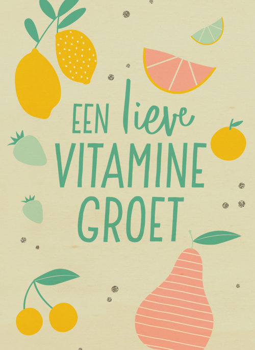 Houten Kaart Beterschapskaarten | Houten Kaart Hallmark | Beterschapskaarten | Beterschapskaart Een Lieve Vitaminegroet