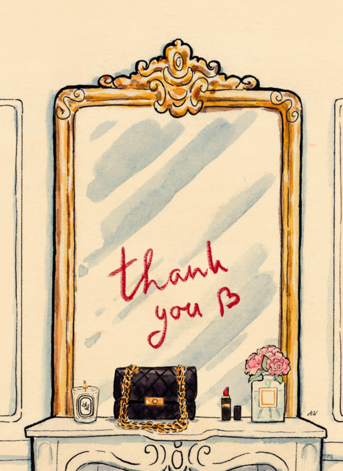 Houten Kaart | Bedankt Kaart Spiegel Met Lippenstift