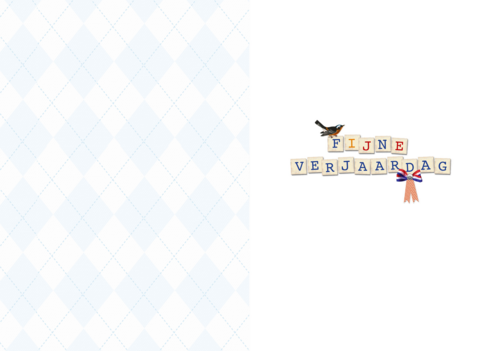 Hoera met een vogel en een vlag