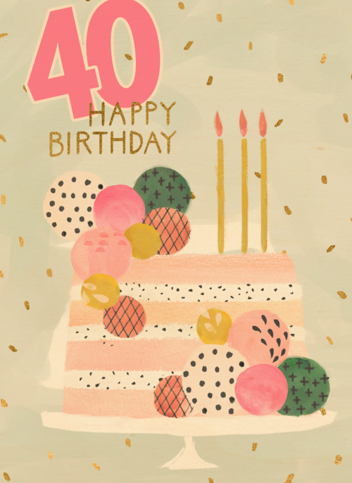 40 happy birthday met taart