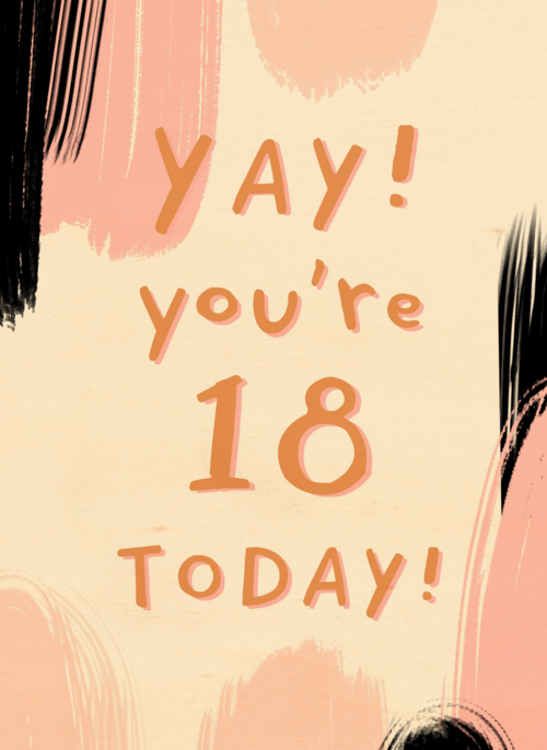 Verjaardagskaart jonge vrouw yay you are 18