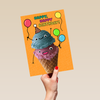 Verjaardagskaart ijsje Happy Birthday