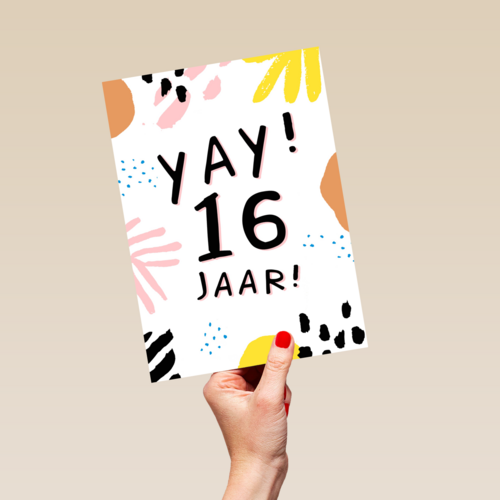 Verjaardagskaart Tiener jongen meisje 16 jaar yay