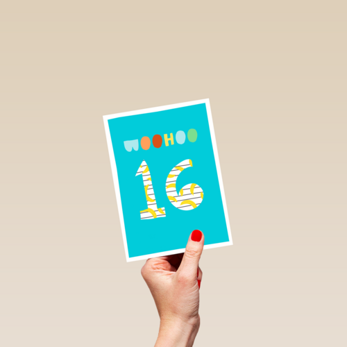 Verjaardagskaart woohoo 16 tiener jongen