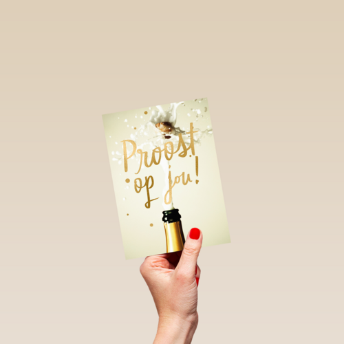 Felicitatie kaart man vrouw champagne proost op jou