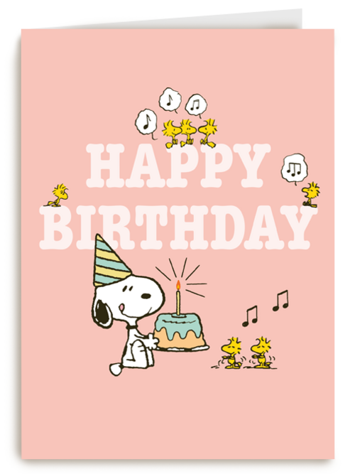 Snoopy verjaardagskaart roze