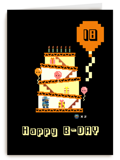 8 bit 18de verjaardagskaart