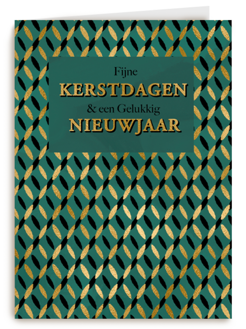 Stijlvolle kerstkaart groen met goud
