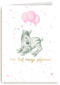 Babykaart dochter Zebra met roze ballonnen