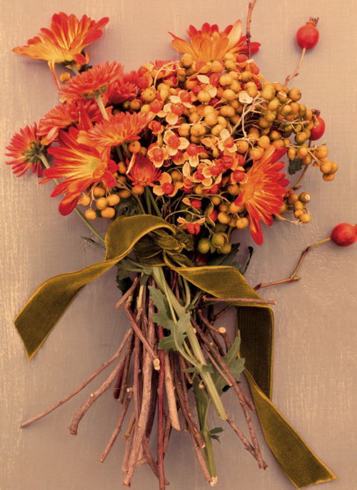 Houten Kaart | Herfst Kaart Met Herfstbloemen