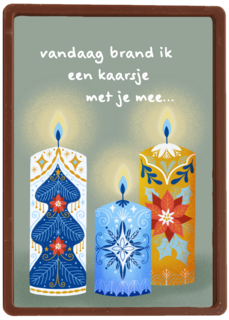 Kerstkaart vandaag brand ik een kaarsje met je mee