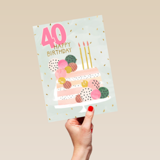 40 happy birthday met taart