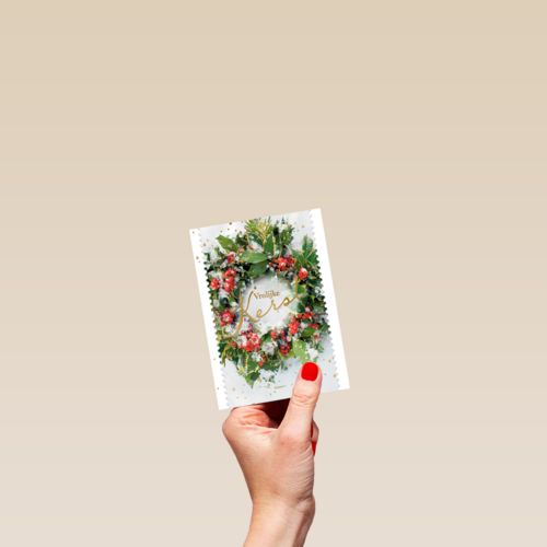 Kerstkaart kerstkrans vrolijke kerst