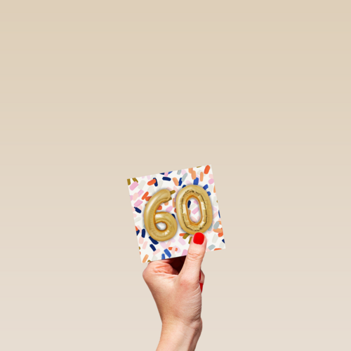 Verjaardagskaart gouden 60 met confetti