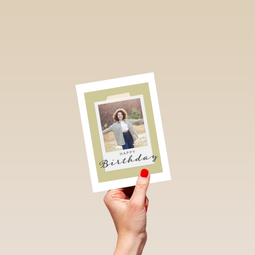 Happy Birthday fotokaart polaroid