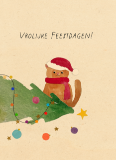 Kinderpostzegels Kat Kerstboom