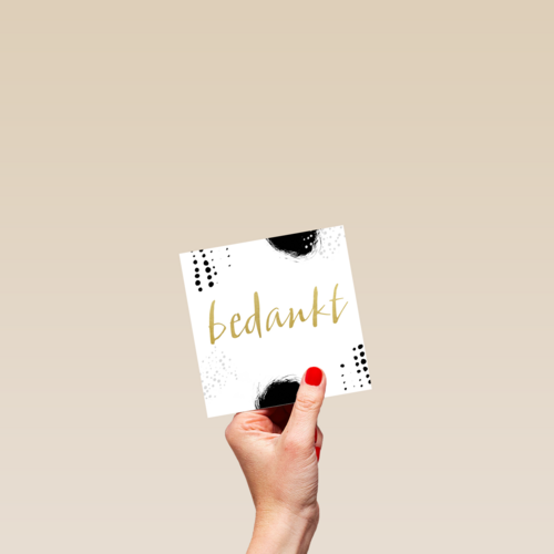bedankt kaart zakelijk zwart wit gouden letters