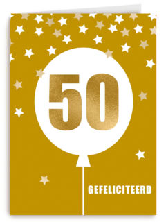 Verjaardagskaart leeftijden 50 ballon