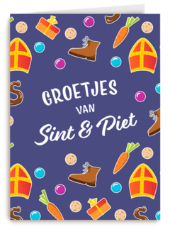 groetjes van sint en piet met veel strooigoed