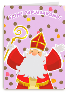 Sinterklaaskaart Fijne pakjesavond