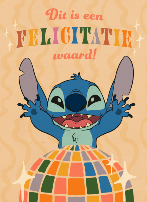 Houten Kaart | Felicitatie Disney Stitch