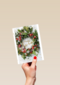 kerstkaart klassiek vrolijke kerst kerstkrans