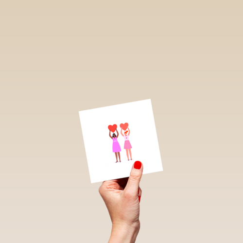 Valentijnskaart blanco 2 vrouwen met hart