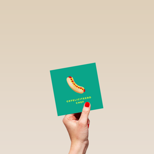 gefeliciteerd chef met hot dog
