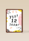 Verjaardagskaart meisje 12 yes roze geel