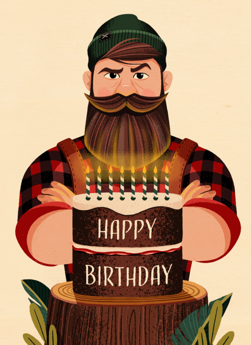 verjaardag kaart folio happy birthday man met baard