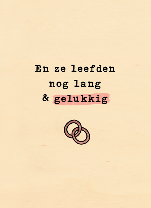 Houten Kaart Felicitatie Huwelijk Verloving | Houten Kaart Hallmark | Felicitatie Huwelijk Verloving | Getrouwd Ze Leefde Nog Lang En