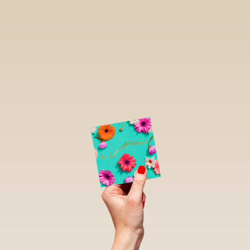 Verjaardagskaart groen met bloemen