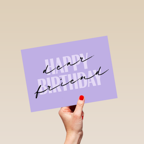 happy birthday dear friend on purple