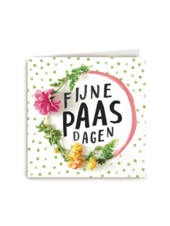 frisse fijne paasdagen kaart met bloemen en stippen