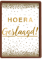 geslaagd kaart hoera geslaagd gouden letters