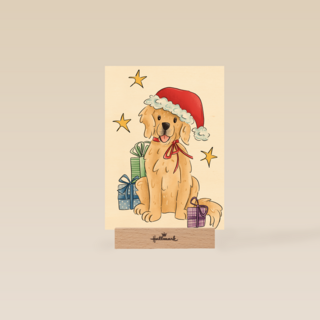 Kerstkaart hart onder de riem Hond met kerstmuts matia studio