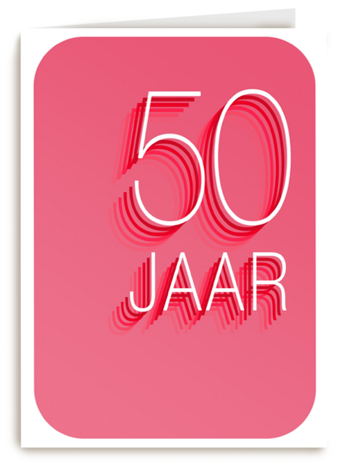 Verjaardagskaart 50 jaar roze rood