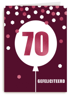 Verjaardagskaart leeftijden vrouw 70 ballon