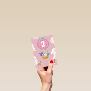 Verjaardagskaart meisje roze leeftijd