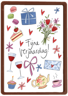 verjaardag kaart matia fijne verjaardag bloemen wijn taart