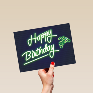 Verjaardagskaart Happy Birthday neon