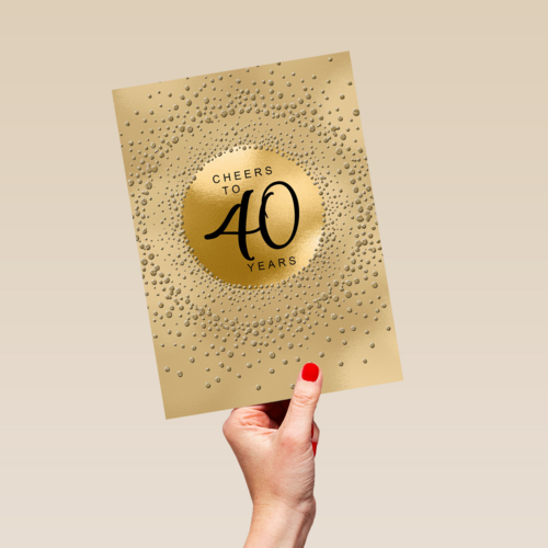 Verjaardagskaart leeftijden 40 Cheers to forty years goud