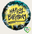 Ballon Happy Birthday Graffiti Zwart Geel Eco