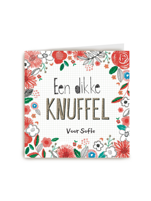 kaart zomaar een dikke knuffel bloemen