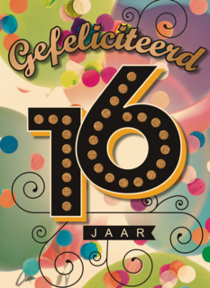 jarig leeftijd 16 zestien gefeliciteerd jaar