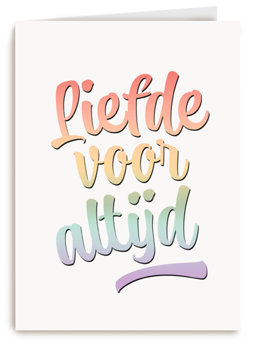 trouwkaart met liefde voor altijd in regenboog
