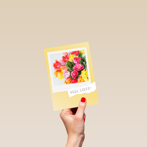 lente kaart boeket bloemen veel liefs